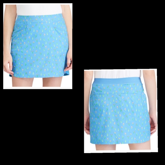 Ralph Lauren RLX Pull On Golf Skirt with Built in Shorts Blue Cactus Size Large - Picture 2 of 9